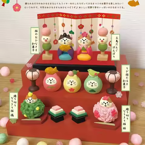 Zakka Japan Daughter's Day Festival Japan Decoration Figurines Resin Craft Desk Accessories Scene De