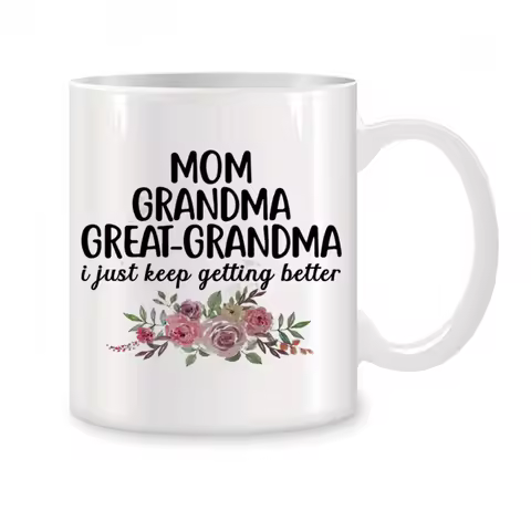 Great Grandma Coffee Mugs For Her, Floral Grandma Gifts for Birthday Mothers Day Birthday Coffee Cer