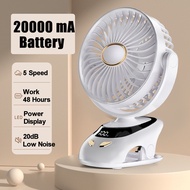 Mini Portable Clip Fan 20000mAh, Rechargeable USB Fan, Low Noise Clip Fan Portable Cart Fan with Night Light mini kipas