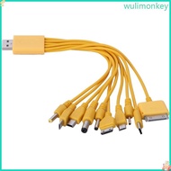 WU Yellow USB Cable Multi Charging Cable for Multiple Devices USB Connectors