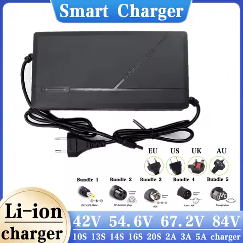 36V 48V 60V 72V 2A 3A 5A charger 42V 54.6V 58.8V 67.2V 84V 2A 3A 5A lipo lifepo4 batter carregador c