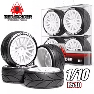RS Red Spider R540 Tires for 1/10 Belt Drive Touring Car, Fit Tamiya TT01/TT02/XV01 HPI WR8 Kyosho 3