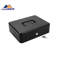 Cash Box Metal Cash Box with Tray and Key Lock, Tiered Locking Cash Box,  Lock Safe with 4 Bills, 5 