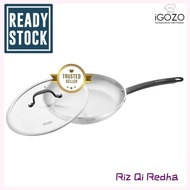 Bismillah. [ LOCAL READY STOCKS ] iGOZO 28CM ELITE 304 STAINLESS STEEL FRYPAN + GLASS LID COOKWARE KITCHENWARE