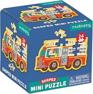Mudpuppy Fire Truck Shaped Mini Puzzle, 24 Pieces, 6” x 6” – Die-Cut Mini Jigsaw Puzzle in The Shape