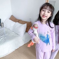 寶寶秋裝新款莫代爾睡衣女童長袖家居服套裝女寶寶兒童高腰空調服