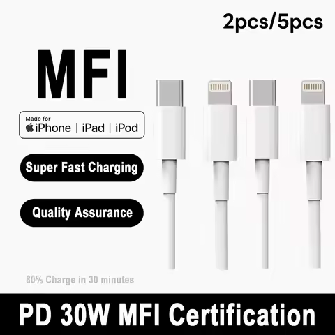 MFi Certified 2pcs/5pcs USB-C to Lightning Fast Charger Cable, Compatible with iPhone 14, 13, 12, 11