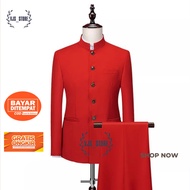 GARUDA VJS STORE - Men's Mandarin Jacket Set Men's Mandarin Jacket Pants Set (Ruda Button)