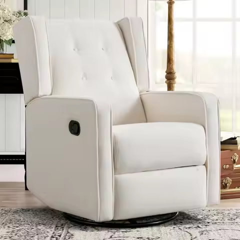 Swivel Rocker Recliner Chair, Rocking Chair Nursery Glider Recliner, Manual Glider Chair for Nursery