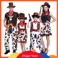 Kids Cowboy Costume Outfit Boys Girls Adult Men Women West Cowgirl  Halloween Performance Cosplay Co