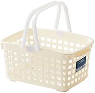 Fudogiken F2597 Mini Light Basket, Ivory with Handle, Good Size for Bathroom Set Storage Width 8.7 x