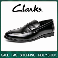 Clarks_รองเท้าผู้ชาย รุ่น สีดำ รองเท้าหนังแท้ รองเท้าทางการ รองเท้าแบบสวม รองเท้าแต่งงาน รองเท้าหนัง