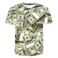 Summer USD U.S. Dollar Dollar Bills Money 3D Printed T Shirts Casual Boy Girl Kids Fashion Streetwea