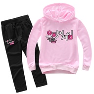 Squid Game Girls Boys Sweater Hooded Jogger 95% Cotton Street Style Jogger + Sweatshirt 5458 Autumn Kids Clothing Set