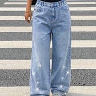 Teen Girls' Denim Wide Leg Pants Spring Autumn New Korean Style Fashion Versatile Elastic High Waist