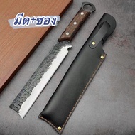 789allshop มีดสับกระดูกสันหนา5mm. ใบมีดตรงหัวตัด พร้อมซอง ด้ามไม้แท้ สับกระดูก ใช้ในครัวETO04
