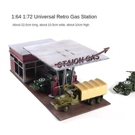 Diorama 1/64/72 Scale Retro Petrol Station Architecture Model Wooden DIY Building Scene Display Mode