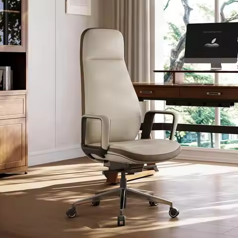 Alto Leather Desk Chair, Silicone Leather Office Chair with Wheels, High Back Office Chair, Executiv