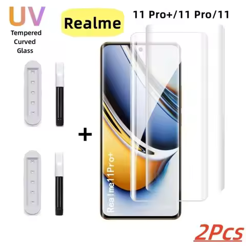 2PCS Full Glue UV Tempered Glass for Realme GT 6 Neo6 SE Narzo Screen Protector for GT 6T 10 11 12 6