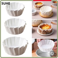SUHE 50Pcs Basques Cake Paper, Kitchen Use Foldless Disposable Baking Papers,  4/6/8inch Oilproof Ca