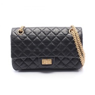 【二手】香奈兒 CHANEL 2.55 Matelassé Mademoiselle 鏈條肩背包 A37586 黑色小牛皮（牛皮）2.55 Matelassé 雙蓋鏈條肩背包