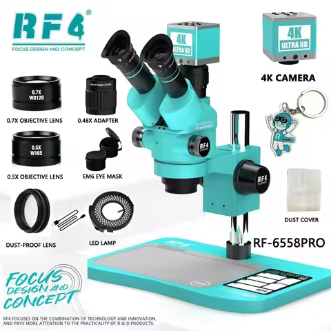 RF4 6558 Trinocular Microscope 6.5X-58X Zoom HDMI 4K Camera For Mobile Phones Motherboard Repair Tak