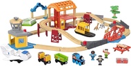 Thomas &amp; Friends Wooden Wood Busy Island Train Railway Playset Play Set, Toy Train Set with 40+ Pieces, Including Track, 5 Characters, poseable Figures and 3 Destinations