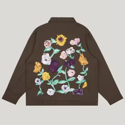 2024 New High-end TS Era Tour Piano Flower Embroidery Men's and Women's Taylor Jacket Cotton Brown C