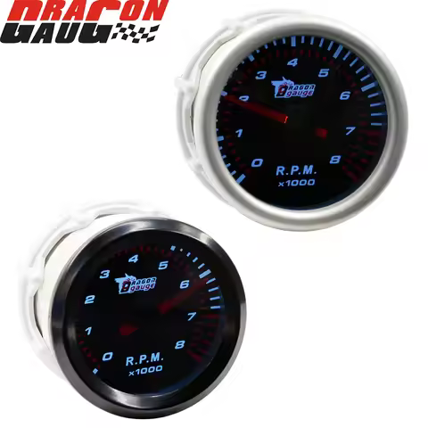 Dragon 52MM Auto Car Rev Counter Tachometer Pointer Instrument Gauge 8000 RPM 4-6-8 Cylinder Meter