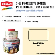 (PEARL WHITE) 1LT KOSSAN PAINT PU PAINT EPOXY PU 3.43 FOR METAL/FLOOR/BOAT/TILE