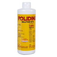 Polidine Solution โปลิดีน โซลูชั่น ใช้ทาแผลที่เป็นเนื้อเยื่อ และทาก่อนและหลังผ่าตัด 450 ML. 1 ขวด