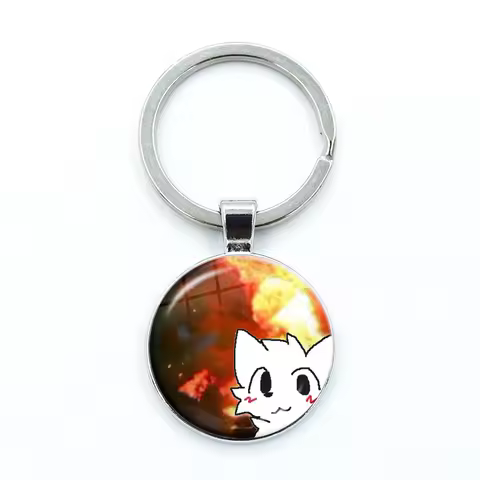 Boykisser Cat Meme Keychain Creative Kawaii Fun Pink Silly Cats Funny Glass Cabochon KeyRing Bag Car