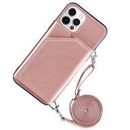 With Cross Body Leather Case For iPhone 13 12 Pro Max Mini 11 Pro Max Fold Hide Card Slots Wallet Cover