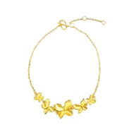CTS Happy Flower Wedding Series 24K 999 Pure Gold Butterfly Love Flower Jewelry Set - Necklace Earri