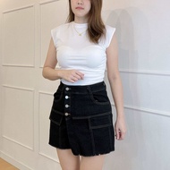 【JANUARY BRAND】SMLXL Womens Denim Stretch High Waist Skorts女式牛仔弹力高腰裤裙-5391