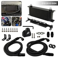 Black 15/16 Row Engine Oil Cooler w/ Bracket Kit AN10 For GM Chevrolet Corvette Camaro C5 C6 LS1 LS2