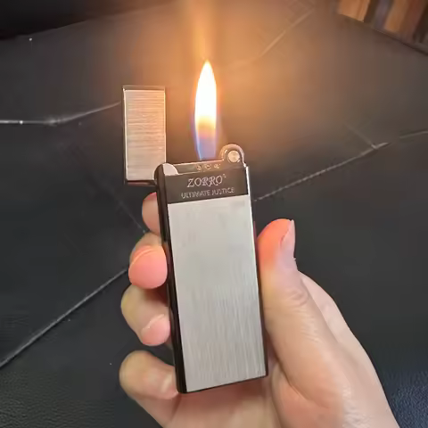 Zorro 636 Metal Ultra Thin Butane Gas Inflatable Grinding Wheel Lighter Holiday Gift Smoking Accesso