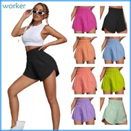 Wor* Women Athletic Shorts Elastic Waist Sports Shorts  Waisted Running Shorts