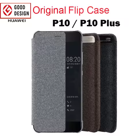 For HUAWEI P10 Case 100% Original official Smart View Window Canvas Leather Flip Case HUAWEI P10 Plu