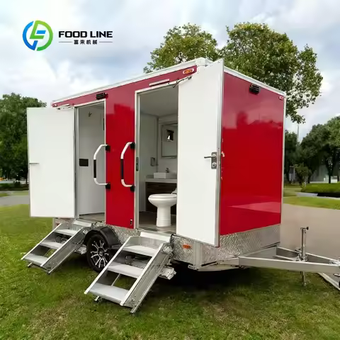 Customized VIP Luxury 2 Stall Container Restroom Trailer Modern Portable Outdoor Toilet For High-end