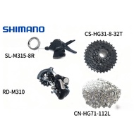 Shimano | Shimano 8 Speed MTB Groupset M310 Derailleur 8S M315 Shifter HG31-8  32T  Mountain Bicycle