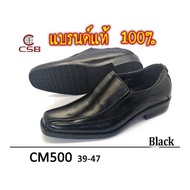 💜💜  CSB​ รุ่น​ CM500.รองเท้าคัทชูหนังสีดำผู้ชาย​  หนัง​ ​ PU​ เกรดพรีเมี่ยม​ (39-47)มีไซส์ใหญ่พิเศษ​ Sizeจัมโบ้
