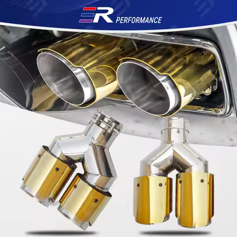 ER Gold Stainless Universal Exhaust Tip double Exit Car Nozzle Decoration Automobile parts tail Pipe