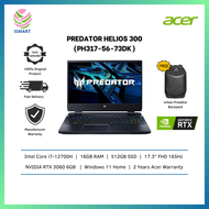 Acer Gaming Laptop Predator Helios 300 PH317-56-73DK 17.3" FHD 165Hz ( I7-12700H, 16GB, 512GB SSD, RTX3060 6GB, W11 )
