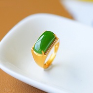 XIMILU⭐New Style Natural Jade Ring Girls Hetian Jasper Opening silver 925 original ring for women rings men korean jewelry cincin lelaki cincin perempuan couple cincin emas korea 戒指