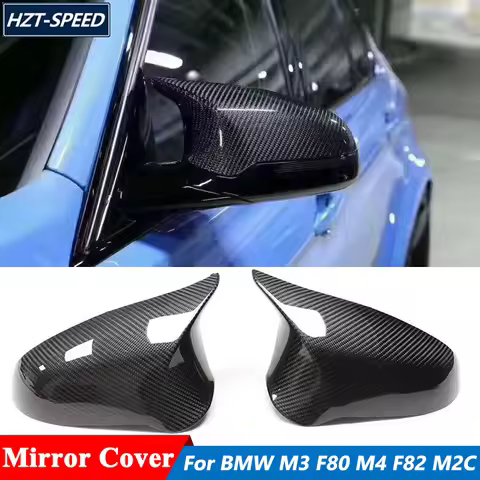 Real Carbon Fiber Material Rearview Mirror Covers Trim For BMW M2C F87C M3 F80 M4 F82 F83