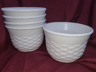 5PCS. BIG rattan design flower pot / indoor pots for plants 9x6 inches - round paso plastic pots