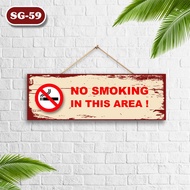 Dekorasi Petunjuk Ruangan Larangan Merokok Dilarang No Smoking Papan Poster Panjang Murah Kayu Unik 