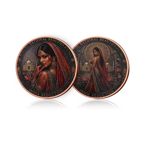 1 oz .999 Fine Copper Coin Indian Sari Beauty Taj Mahal Pure Copper Commemorative Coin Art Collectio