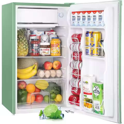 Upstreman 3.2 Cu.Ft Mini Fridge with Freezer, Single Door Mini Fridge, Dorm Fridge, Adjustable Therm
